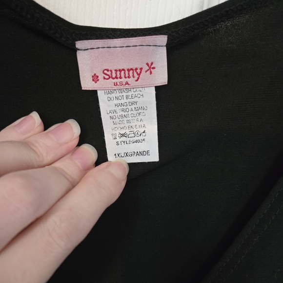 SUNNY USA BLACK WRAP STYLE A-LINE DRESS - Picture 5 of 6